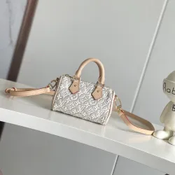 LV White Nano Speedy Mini Crossbody M28502 L16xH10xD7.5cm #B67217