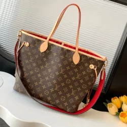 Louis Vuitton Neverfull Bandoulière Inside Out Medium Handbag With Chip Red #B54861