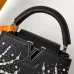 Louis Vuitton Women's Black Grained Leather Handbag with Crystal Embellishments & Signature LV Logo M25934 #B57300