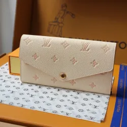 LV M60531 Monogram Empreinte Long Wallet - Cream Pink #B60902