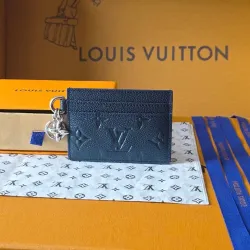  Card Holder with Charm – Iridescent Navy Monogram Empreinte Leather (Silver-Tone Hardware) #B58780