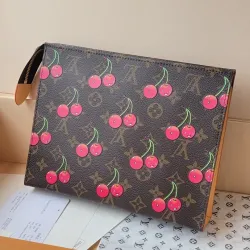  M14372 Cherry-Print Pouch - Monogram Canvas with Glossy Zipper & Washable Lining #B59488