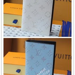  M15075 Chip Version Passport Cover - White/Blue Monogram Pattern #B59464