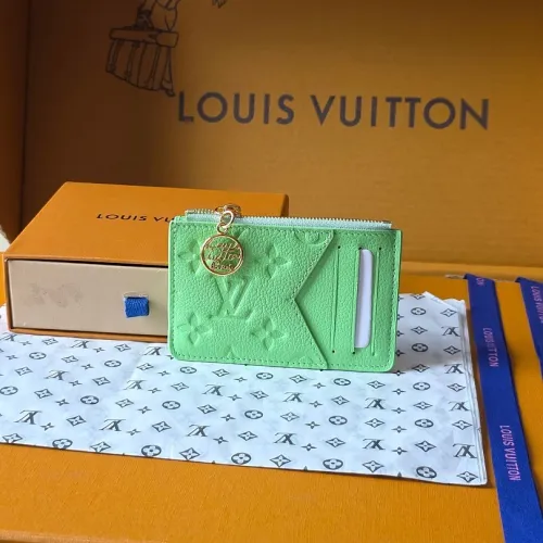 Louis Vuitton M27668 Porto Cult Romy Green Empreinte Leather Zip Card Holder Wallet #B66007