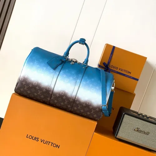 Louis Vuitton M28227 Keepall 50 Blue Gradient Monogram Canvas Bandouliere Travel Duffle Bag #B66011