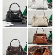 Miu Miu 5BA327 Glazed Leather Vintage Satchel Bag Removable Strap Top Handle Handbag #B65970