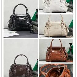 Miu Miu 5BA327 Glazed Leather Vintage Satchel Bag Removable Strap Top Handle Handbag #B65970