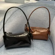Miu Miu 5NE029 Glazed Leather Bow Barrel Shoulder Bag Embossed Logo Handbag #B65969