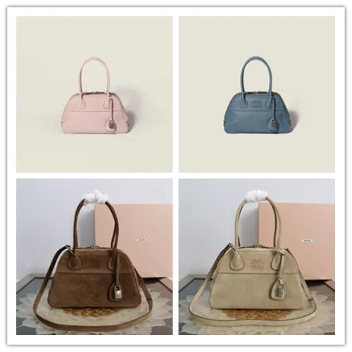 Miu Miu Vivant Suede Leather Bowling Top Handle Bag 32×19.5×11cm #B65028
