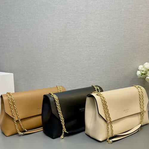 Caramel Prada Doux extra large leather shoulder bag #B49849