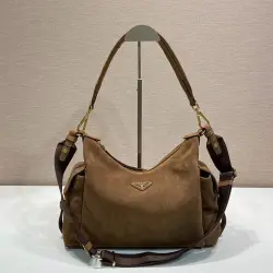 Prada 1BC264 Original Version Exploration Bag - Imported Suede, Adjustable Strap (Size: 32x22x11.5cm) #B59469