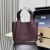 Prada BG335 2025 New Bucket Tote Bag - Burgundy Leather Large Version with Metal Logo #B59493