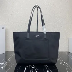 Prada Black Nylon Triangle Logo Work Tote Handbag 1BG052 #B66540
