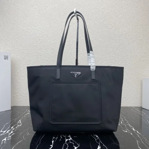 Prada Black Nylon Triangle Logo Work Tote Handbag 1BG052 #B66540