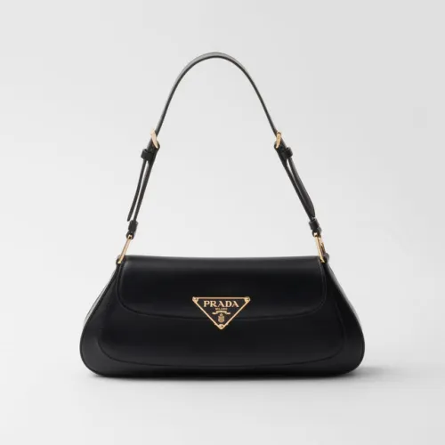 Prada Bolsa De Hombro Con Logo Triangular Esmaltado #B49848