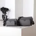 PRADA Men's Dark Gray Re-Nylon Crossbody Messenger Bag with Detachable Pouch – Iconic Triangle Logo Adjustable Strap #B58749