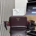 Prada BH082 Versatile Leather Tote Bag - Burgundy Top Version with Adjustable Logo Straps #B59492