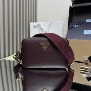 Prada BH082 Versatile Leather Tote Bag - Burgundy Top Version with Adjustable Logo Straps #B59492