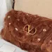 Valentino 22117 26SS Faux Fur Crystal Embellished V Logo Underarm Shoulder Handbag #B66001