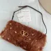 Valentino 22117 26SS Faux Fur Crystal Embellished V Logo Underarm Shoulder Handbag #B66001