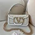 Valentino 6609 VLogo Woven Leather Shoulder Bag Detachable Chain Strap #A67481