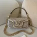 Valentino 6609 VLogo Woven Leather Shoulder Bag Detachable Chain Strap #A67481