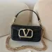 Valentino 6609 VLogo Woven Leather Shoulder Bag Detachable Chain Strap #A67481
