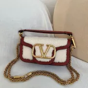 Valentino MINI LOC Shearling & Leather Crossbody Bag 20×11×5cm #B65020