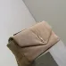 SAINT LAURENT Cassandra Envelope Clutch – Beige Suede Leather with Gold YSL Logo #B58755