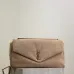 SAINT LAURENT Cassandra Envelope Clutch – Beige Suede Leather with Gold YSL Logo #B58755