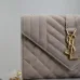 SAINT LAURENT Cassandra Envelope Crossbody Bag Set – Tan Leather-Suede & Black Velvet with Gold YSL Logo (Detachable Chain Strap) #B58766