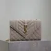 SAINT LAURENT Cassandra Envelope Crossbody Bag Set – Tan Leather-Suede & Black Velvet with Gold YSL Logo (Detachable Chain Strap) #B58766