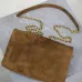 SAINT LAURENT Cassandre Envelope Chain Pouch – Camel Suede Leather with Gold YSL Logo #B58753