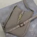SAINT LAURENT Le 5 à 7 Small Bucket Bag – Taupe Suede Leather with Gold YSL Logo (Adjustable Crossbody Strap) #B58759