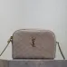 SAINT LAURENT Le 5 à 7 Small Bucket Bag – Taupe Suede Leather with Gold YSL Logo (Adjustable Crossbody Strap) #B58760