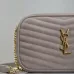 SAINT LAURENT Lou Camera Crossbody Bag – Dusty Beige Suede with Diagonal Quilt & Gold YSL Logo (Chain Strap) #B58763
