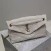 SAINT LAURENT Loulou Medium Shoulder Bag – Light Beige Suede with Chevron Quilt & Gold YSL Logo (Convertible Chain Strap) #B58764