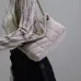 SAINT LAURENT Loulou Medium Shoulder Bag – Light Beige Suede with Chevron Quilt & Gold YSL Logo (Convertible Chain Strap) #B58764