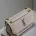 SAINT LAURENT Loulou Medium Shoulder Bag – Light Beige Suede with Chevron Quilt & Tone-On-Tone YSL Logo (Convertible Chain Strap) #B58767