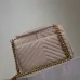 SAINT LAURENT Loulou Small Envelope Crossbody Bag – Blush Suede with Chevron Quilt & Gold YSL Logo (Detachable Chain Strap) #B58772