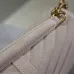 SAINT LAURENT Loulou Small Envelope Crossbody Bag – Blush Suede with Chevron Quilt & Gold YSL Logo (Detachable Chain Strap) #B58772
