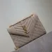 SAINT LAURENT Loulou Small Envelope Crossbody Bag – Dusty Beige Suede with Mixed-Quilt Stitching & Gold YSL Logo (Detachable Chain Strap) #B58769
