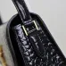 SAINT LAURENT Solferino Small Shoulder Bag – Black Croc-Embossed Patent Leather with Gold YSL Cassandre Closure  #B58751