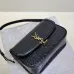 SAINT LAURENT Solferino Small Shoulder Bag – Black Croc-Embossed Patent Leather with Gold YSL Cassandre Closure  #B58751