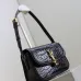 SAINT LAURENT Solferino Small Shoulder Bag – Black Croc-Embossed Patent Leather with Gold YSL Cassandre Closure  #B58751