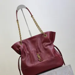 Saint Laurent 833948 Jamie 4.3 Large POCHON Bucket Bag - Burgundy Lambskin with Chain Strap #B59503
