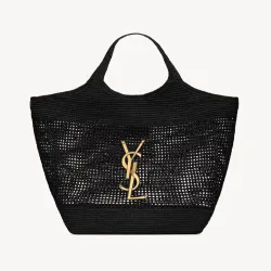 Saint Laurent  YSL ICARE in raffia in Black #B65738