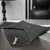 YSL 769307 LE Envelope Black Woven Textile Clutch Evening Handbag #B66000