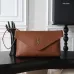 YSL 841702 LE Envelope Brown Lambskin Chain Shoulder Crossbody Clutch Handbag #B65997