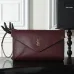 YSL 841702 LE Envelope Burgundy Lambskin Chain Shoulder Crossbody Evening Clutch Handbag #B65998